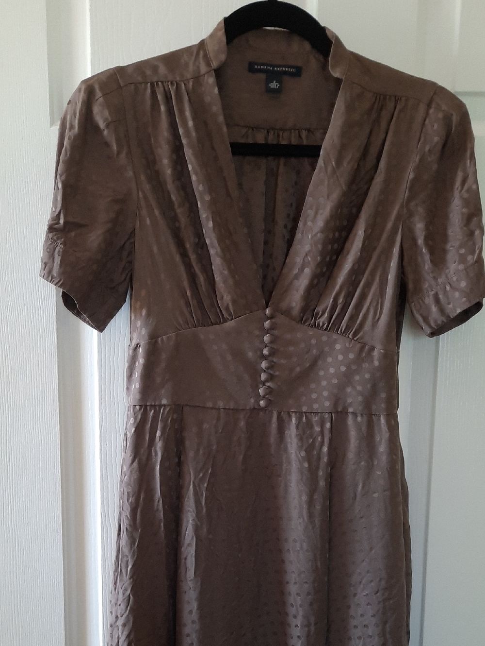 Banana Republic Taupe Dot-Textured Midi Dress